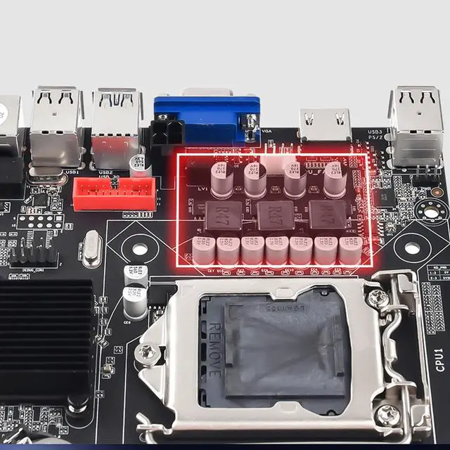 Alt view image 5 of 5 - LGA 1155 Motherboard, ATX Desktop Motherboard, PCIe 16X DDR3 Memory VGA HD Port Multiphase Power SATA3.0, DDR3, Interface, , for PC Replacement
