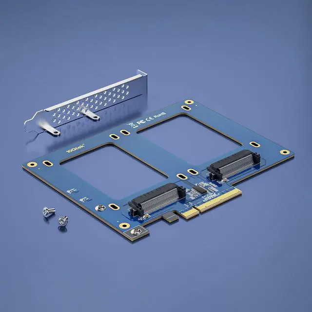 Alt view image 5 of 5 - H!Fiber Dual U.2 to PCIe X8 Adapter, SFF-8639 to PCIe 3.0 X8 Card Without PCIe Bifurcation bunction, Support 2 x U.2 SSD or Soft raid (PCIe Bifurcation Motherboard is Required)