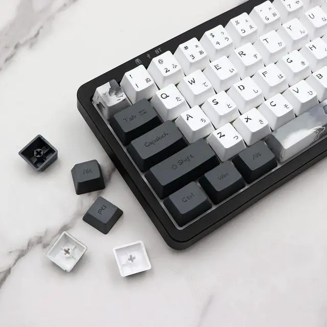 Alt view image 3 of 5 - JSJT Ink Lotus Keycaps OEM Profile Japanese Keycaps 140 Keys PBT Dye Sublimation Custom Keycaps Suitable for GK61/64/68/84/87/96/98 Cherry MX Switches ANSI/ISO Layout Mechanical Keyboards