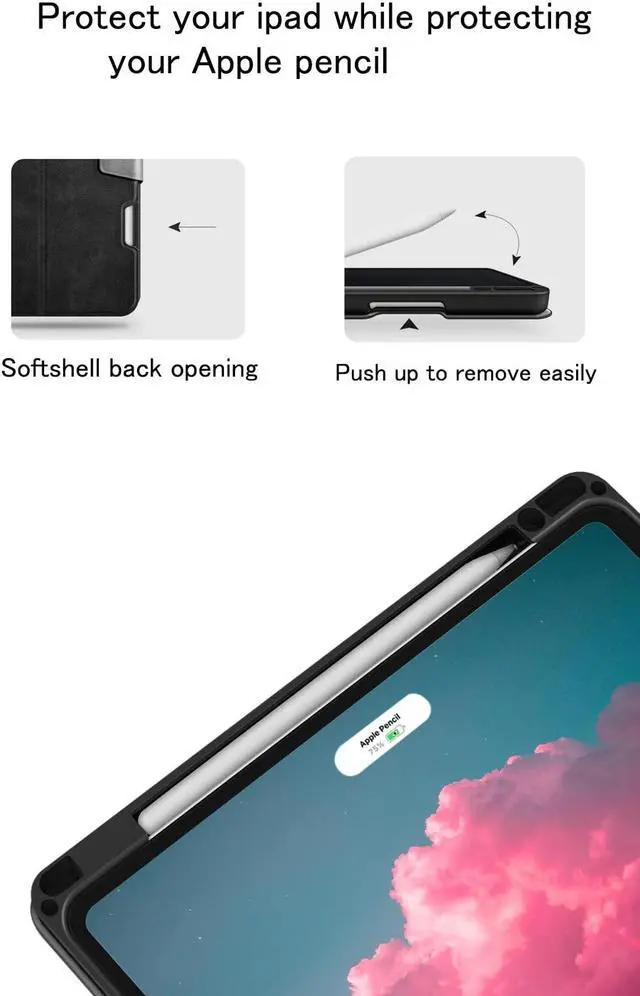 Alt view image 3 of 5 - iPad Pro 11-inch Case 4th/3rd/2nd/1st Generation (2022/2021/2020/2018) with Built-in Pencil Holder, Vegan Leather Smart Cover, Auto Sleep/Wake, Multi-Angle Viewing Stand Folio Cases (Pink)