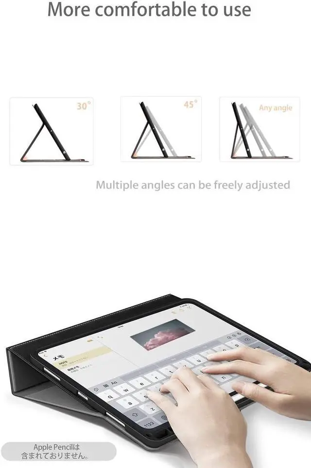 Alt view image 4 of 5 - iPad Pro 11-inch Case 4th/3rd/2nd/1st Generation (2022/2021/2020/2018) with Built-in Pencil Holder, Vegan Leather Smart Cover, Auto Sleep/Wake, Multi-Angle Viewing Stand Folio Cases (Pink)