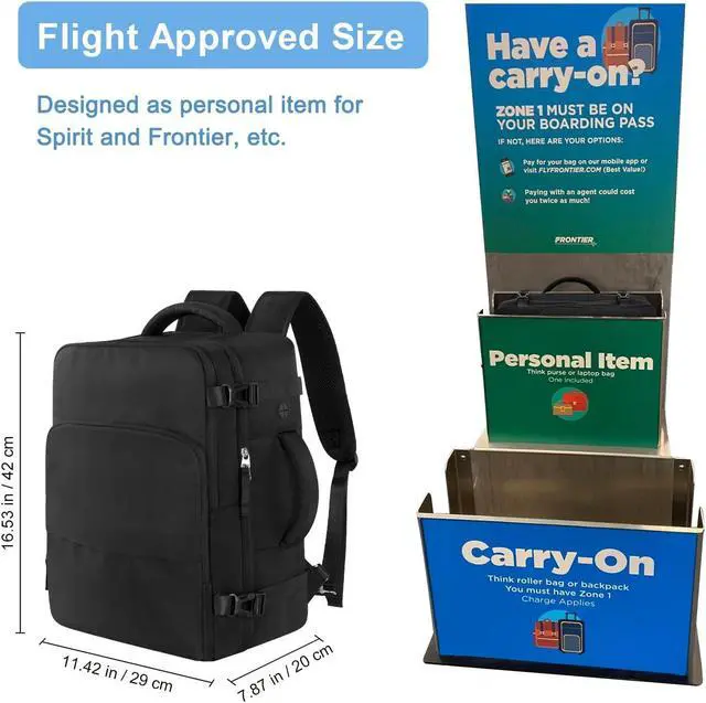 Alt view image 3 of 5 - Hanples Unisex Laptop Backpack, Black, 16 Inch Laptop and iPad Compartment, Suitable for Air Travel