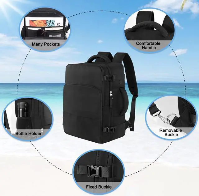 Alt view image 4 of 5 - Hanples Unisex Laptop Backpack, Black, 16 Inch Laptop and iPad Compartment, Suitable for Air Travel