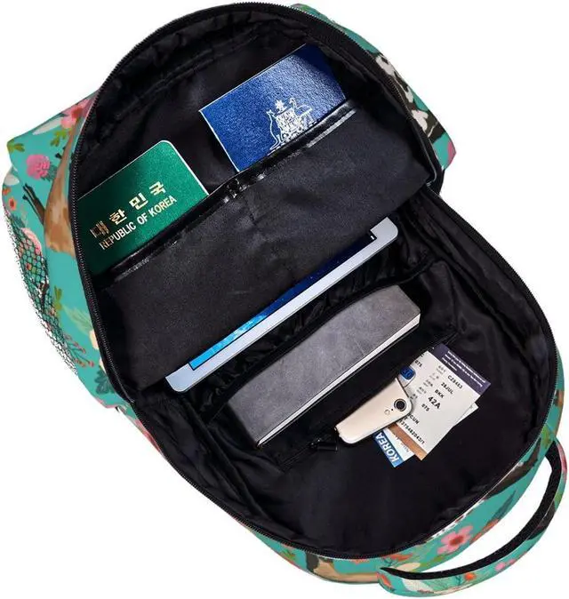 Alt view image 5 of 5 - HAZIMCS Horses Floral Horse Breeds Farm Animal Pets Flowers Pattern Backpack for Women Boys Teens School Backpacks Students Bookbag Laptop Backpack Large Adult Hiking Camping Rucksack 15.6 Inch