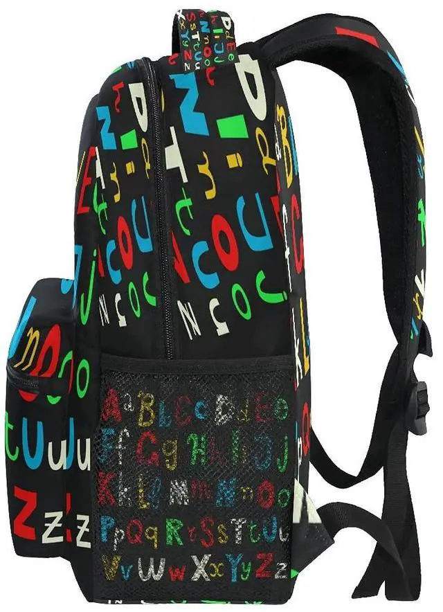 Alt view image 3 of 5 - YPPAHHHH Education Alphabet School Bag Backpack College Bookbag, Rainbow Letter Laptop Backpacks Computer Bag Travel Hiking Camping Daypack for Women Girls Men Boys Students