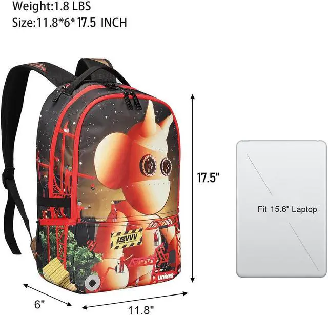 Alt view image 2 of 5 - UNIKER Cool Graffiti Backpack for Teens,Travel Computer Bag for 15.6 Inch Laptop, Designer Daypack with USB and Earphone Port