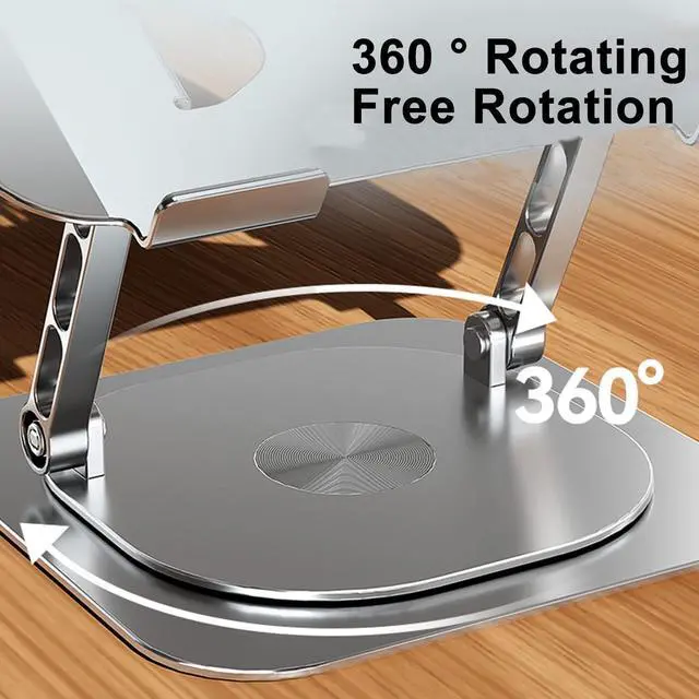 Alt view image 2 of 5 - KEROLFFU Laptop Stand Fan with 360 Rotating Swival Base, Adjustable Height for Directly Typing Keyboard and Rise up to 10", Ergonomic Aluminum Riser Holder Stand for Tablet 10 14 15 17 Inches/MacBook