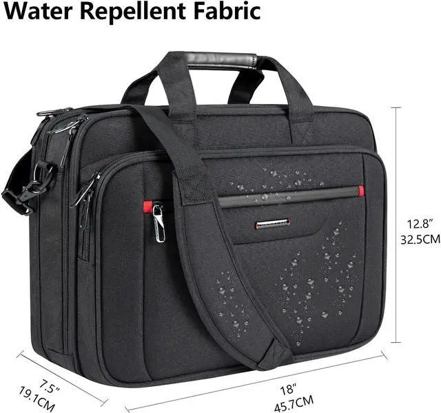 Alt view image 2 of 5 - VANKEAN Laptop Briefcase Premium Laptop Case Fits Up to 17.3 Inch Business Shoulder Bag Laptop Expandable Water-Repellent Messenger Bag for Men/ Women Computer Bag for Travel/ Business/ Black