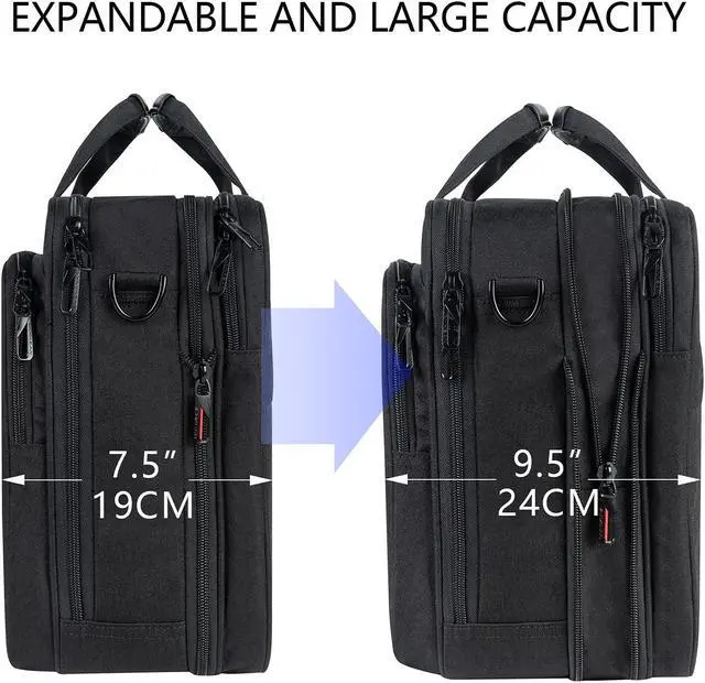 Alt view image 3 of 5 - VANKEAN Laptop Briefcase Premium Laptop Case Fits Up to 17.3 Inch Business Shoulder Bag Laptop Expandable Water-Repellent Messenger Bag for Men/ Women Computer Bag for Travel/ Business/ Black