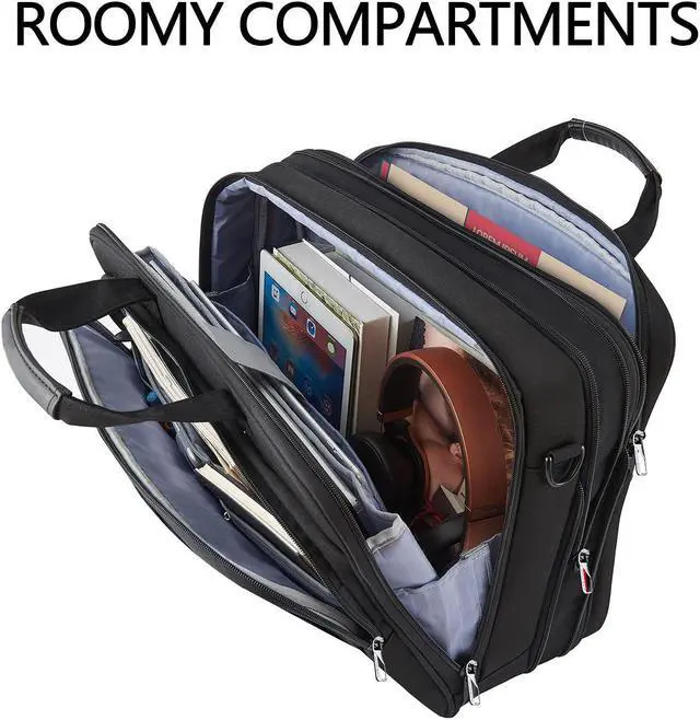 Alt view image 4 of 5 - VANKEAN Laptop Briefcase Premium Laptop Case Fits Up to 17.3 Inch Business Shoulder Bag Laptop Expandable Water-Repellent Messenger Bag for Men/ Women Computer Bag for Travel/ Business/ Black
