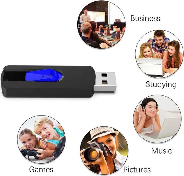 Alt view image 2 of 3 - VICFUN 10 Pack 64GB USB Flash Drives USB 2.0 Flash Drive Slide Retractable USB Memory Stick 64GB, Blue