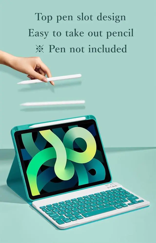 Alt view image 2 of 5 - KMXDD Keyboard Case Compatible with iPad 11th Gen 11" (A16,2025) & iPad 10th Generation 2022 10.9" Case with Detachable Cute Candy Color Keyboard Cover with Pencil Holder,Mist Blue