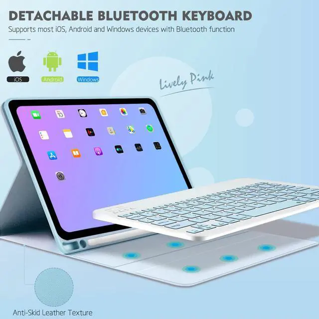 Alt view image 2 of 5 - ABEIFAN iPad Air 6th Generation 11 inch 2024 Case with Keyboard - iPad Air 5th/4th Generation 10.9 inch Case with Detachable Wireless Keyboard and Pencil Holder Auto Wake/Sleep Blue