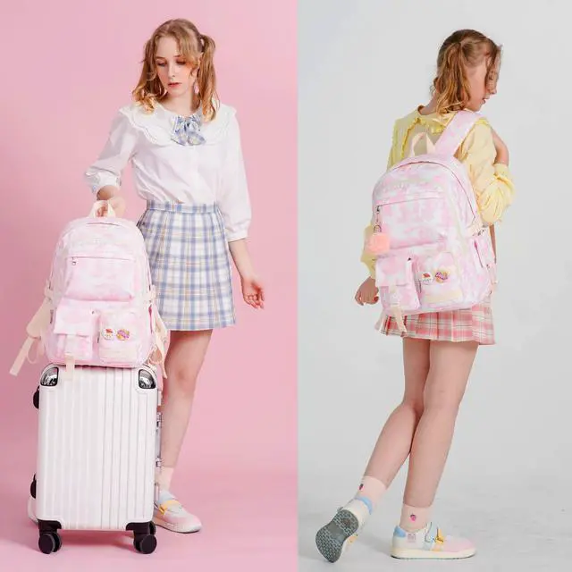 Alt view image 2 of 5 - Hidds Laptop Backpacks 16 Inch School Bag College Backpack Anti Theft Travel Casual Daypack Bags Cute Bookbags Large Colorfull Carry on Back Pack for Teens Girls Women Students (Pink-1)