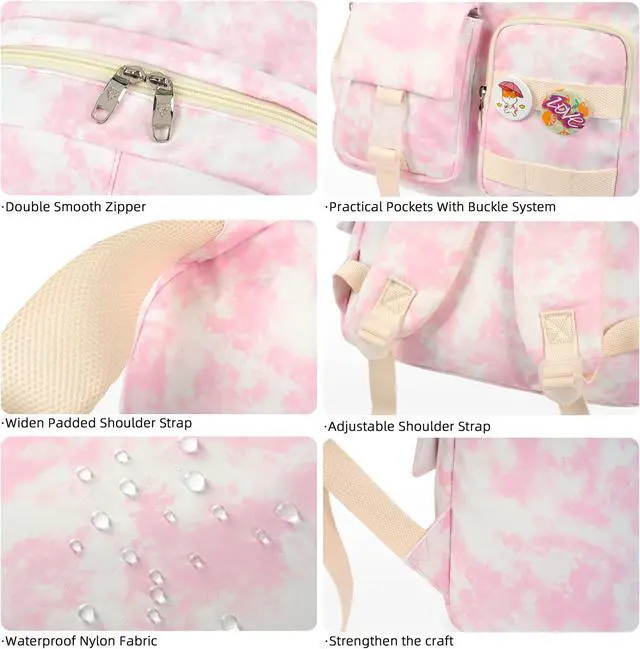 Alt view image 5 of 5 - Hidds Laptop Backpacks 16 Inch School Bag College Backpack Anti Theft Travel Casual Daypack Bags Cute Bookbags Large Colorfull Carry on Back Pack for Teens Girls Women Students (Pink-1)