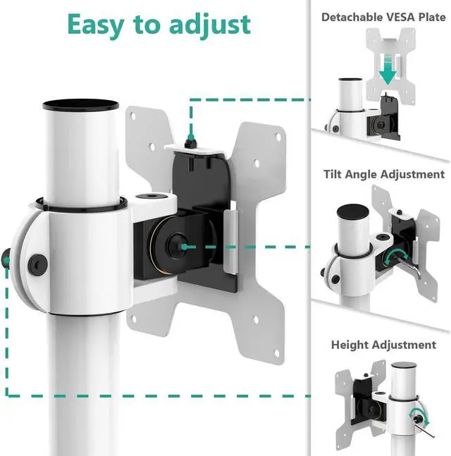 Alt view image 5 of 5 - WALI Single Monitor Mount for 1 Computer Screen up to 32 inch, Fully Adjustable Monitor Arm Holds up to 22 lbs (M001S-W), White