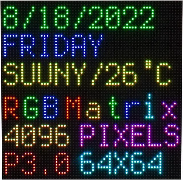 Main image of 64x64 RGB LED Matrix Panel Full Color for Raspberry Pi/Ardui 192x192 mm 3mm Pitch 4096 LEDs Adjustable Brightness