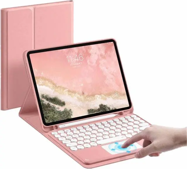 Main image of SENLAN iPad 9 iPad 8 iPad 7/Air3 Pro10.5 Keyboard Case Touchpad Magnetic Detachable Bluetooth Keyboard Slim Smart case Round Key for iPad 9th 8th 7th Gen 10.2'' /10.5'' (iPad 10.2''/10.5'', Pink)