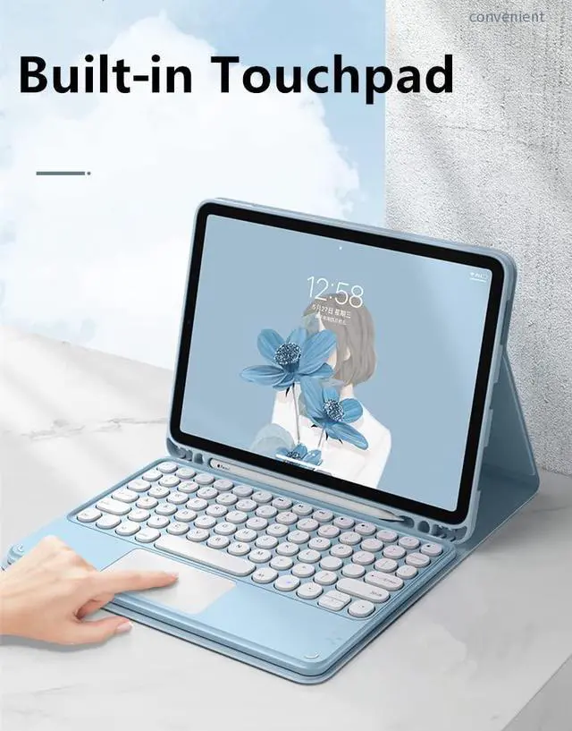 Alt view image 3 of 5 - SENLAN iPad 9 iPad 8 iPad 7/Air3 Pro10.5 Keyboard Case Touchpad Magnetic Detachable Bluetooth Keyboard Slim Smart case Round Key for iPad 9th 8th 7th Gen 10.2'' /10.5'' (iPad 10.2''/10.5'', Pink)