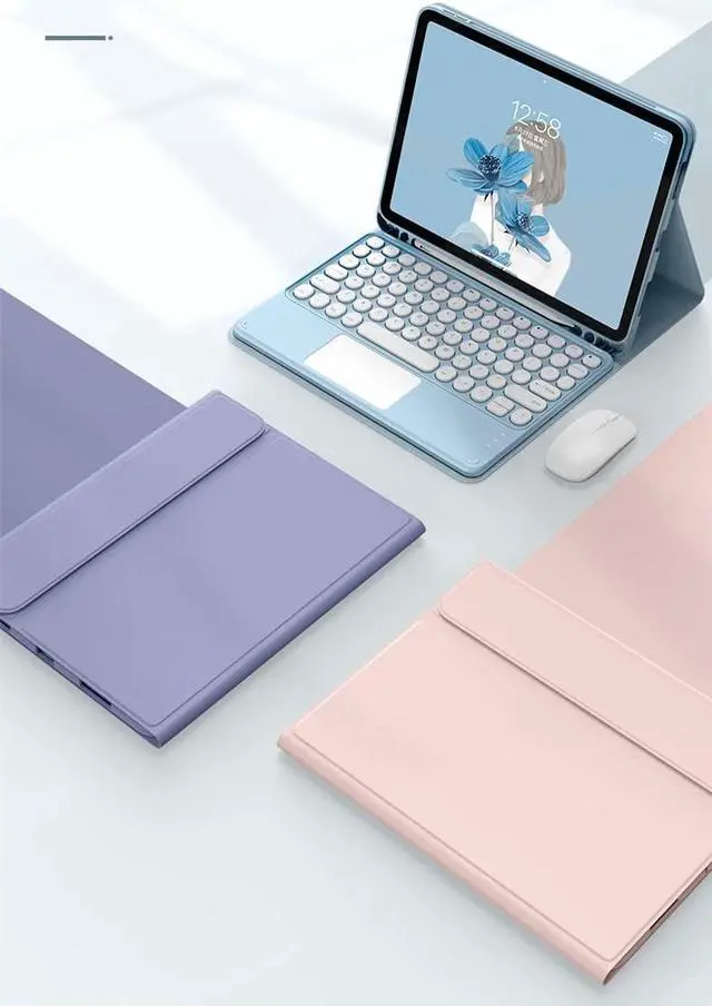 Alt view image 5 of 5 - SENLAN iPad 9 iPad 8 iPad 7/Air3 Pro10.5 Keyboard Case Touchpad Magnetic Detachable Bluetooth Keyboard Slim Smart case Round Key for iPad 9th 8th 7th Gen 10.2'' /10.5'' (iPad 10.2''/10.5'', Pink)