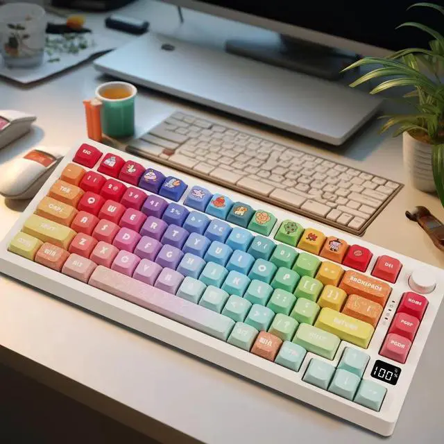 Alt view image 3 of 5 - ILYCHEEGAMI PBT Material XDA keycap Dye Sublimation Universal Mechanical Keyboard keycaps Compatible with Cherry MX switches,Gateron,Kailh TTC JWK and Clones (Rainbow Candy)