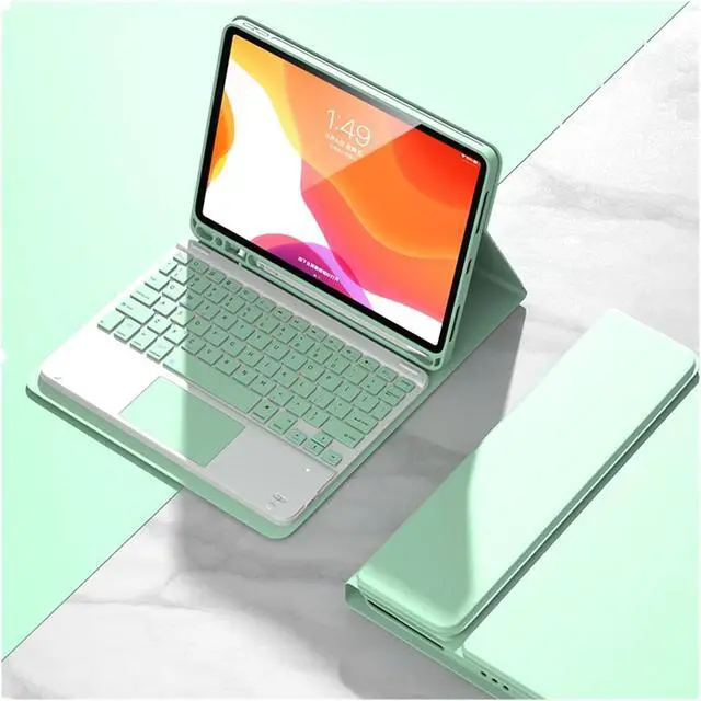 Main image of for iPad 6th/5th Gen 9.7'' Air2 Keyboard Case iPad 5 iPad 6 Slim Smart Magnetic Detachable Bluetooth Keyboard Trackpad Cute Color Keycap (Mint Green, iPad Air2/iPad5/iPad6)