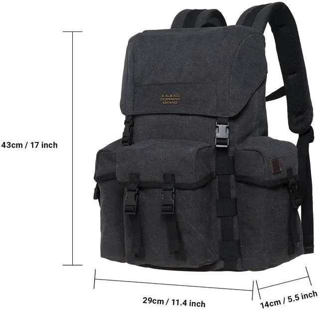 Alt view image 4 of 5 - KAUKKO Men's Women's Backpack Hiking Backpack Travel Bag Laptop Backpack Outdoor Sports Leisure Daypacks, BLACK (K1017)