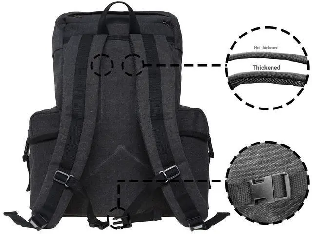 Alt view image 5 of 5 - KAUKKO Men's Women's Backpack Hiking Backpack Travel Bag Laptop Backpack Outdoor Sports Leisure Daypacks, BLACK (K1017)