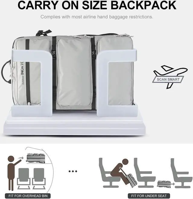 Alt view image 5 of 5 - IX INOXTO Travel Laptop Backpack,15.6 Inch Business Flight Approved Carry on Backpack,Large Anti Theft Backpack College Computer Bag for Men Women,Grey