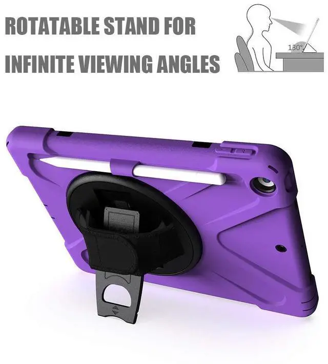 Alt view image 2 of 5 - ZenRich Bundle for iPad 9th/8th/7th Gen 10.2'': 2-Pack Anti-Glare Tempered Glass Screen Protectors &Rugged Full-Body Case, Purple