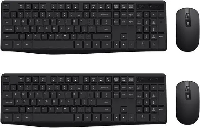 Main image of Wireless Keyboard and Mouse Combo, Lovaky 2.4G Full-Sized Ergonomic Keyboard, 3 DPI Adjustable Cordless USB Mouse, Quiet Click for Computer/Laptop/Windows/Mac (2 Pack, Black)