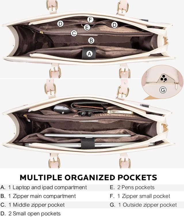 Alt view image 2 of 5 - LOVEVOOK Laptop Bag for Women, Fashion Computer Tote Bag 15.6 Inch Large Handbag, Shoulder Bag Purse for Business Work