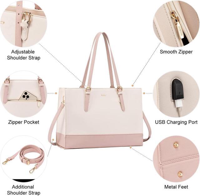 Alt view image 3 of 5 - LOVEVOOK Laptop Bag for Women, Fashion Computer Tote Bag 15.6 Inch Large Handbag, Shoulder Bag Purse for Business Work