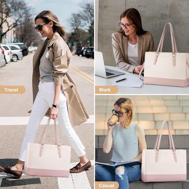 Alt view image 5 of 5 - LOVEVOOK Laptop Bag for Women, Fashion Computer Tote Bag 15.6 Inch Large Handbag, Shoulder Bag Purse for Business Work