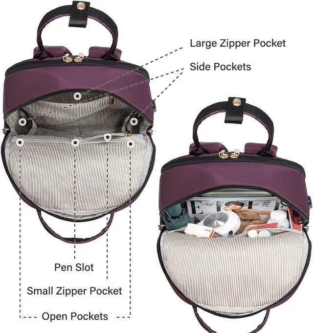 Alt view image 3 of 5 - LOVEVOOK Laptop Backpack for Women 15.6 Inch Laptop Bag with USB Port, Fashion Waterproof Backpacks Teacher Nurse Stylish Travel Bags Vintage Daypacks for College Work