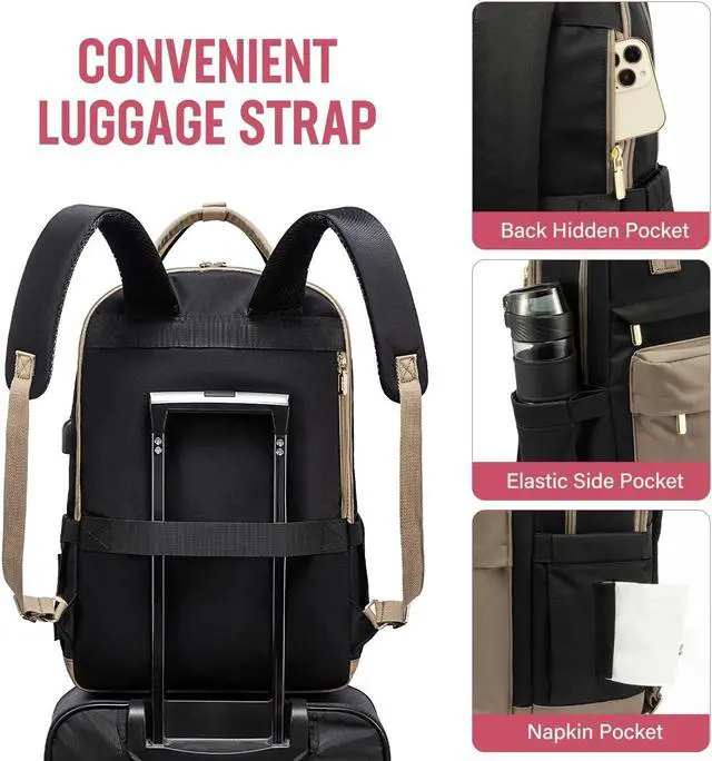 Alt view image 4 of 5 - LOVEVOOK Laptop Backpack for Women Men, 17.3 Inch Laptop Bag with USB Port Fashion Waterproof Backpacks Teacher Nurse Stylish Travel Bags Vintage Daypacks Bookbag for College School Work