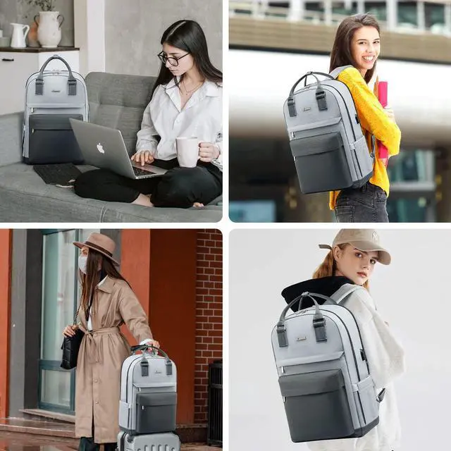 Alt view image 2 of 5 - LOVEVOOK Laptop Backpack for Women Men, 17.3 Inch Laptop Bag with USB Port Fashion Waterproof Backpacks Teacher Nurse Stylish Travel Bags Vintage Daypacks Bookbag for College School Work