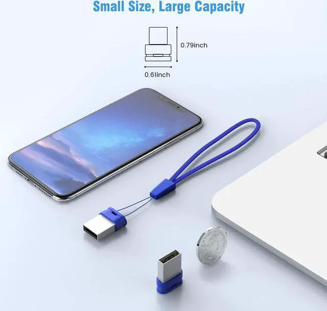 Alt view image 2 of 5 - K&ZZ 16GB Mini Flash Drive 10 Pack 16 GB Small USB Flash Drives with Lanyard 16G Low Profile USB Drive Gig Thumb Drive Memory Stick (16GB, Blue)