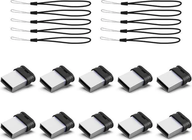 Main image of 32GB Small USB Drive K&ZZ 10 Pack 32 GB Mini Flash Drive with Lanyard 32G Low Profile USB Flash Drives Micro Thumb Drive for PC Laptop (32GB, Black)