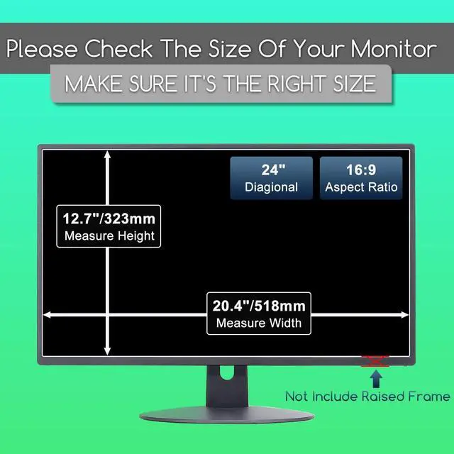 Alt view image 2 of 5 - 2 PCS 24" Anti Blue Light Screen Protector for Sceptre/LG/Dell/HP/Acer/ViewSonic/ASUS/Aoc/Samsung 24 Inch 16:9 Widescreen Desktop Monitor,Eye Protection & Anti Glare film