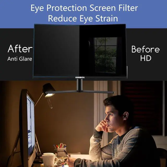 Alt view image 5 of 5 - 2 PCS 24" Anti Blue Light Screen Protector for Sceptre/LG/Dell/HP/Acer/ViewSonic/ASUS/Aoc/Samsung 24 Inch 16:9 Widescreen Desktop Monitor,Eye Protection & Anti Glare film