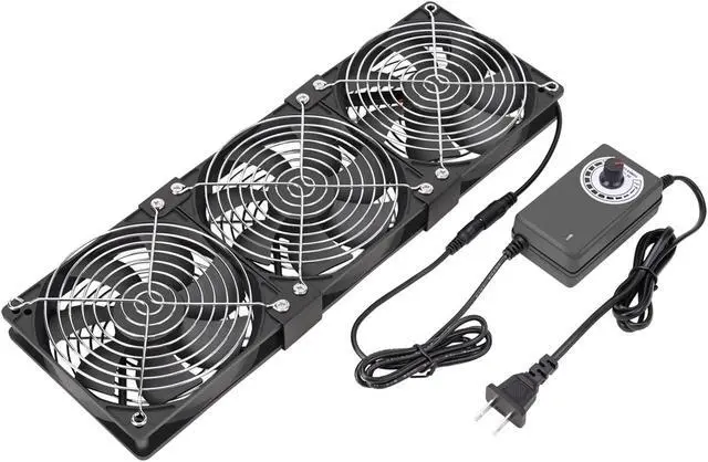 Main image of KEYFANCLUB 3X 120mm 12V Computer Fan with DC to AC 110V - 240V Speed Controller, Cooling for Window Cabinet Chassis Machine Server Workstation Refrigerator, Greenhouse