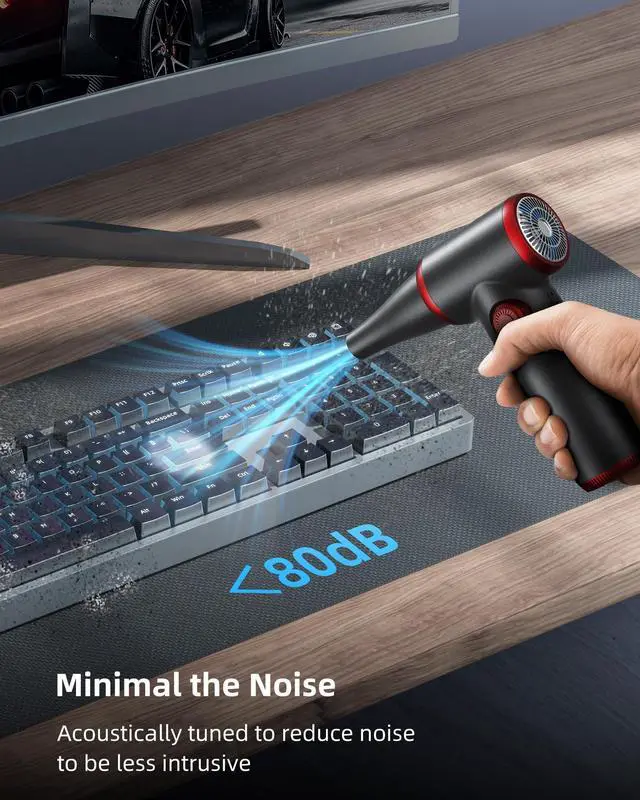 Alt view image 3 of 5 - Compressed Air Duster Electric Air Duster with LED Light, Cordless Air Blower Replaces Compressed Air Cans (CD09)