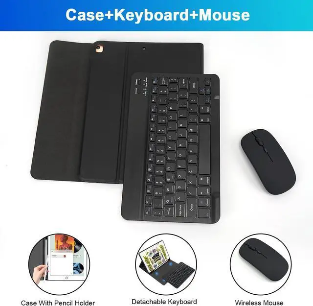 Alt view image 3 of 5 - LAMA Wireless Keyboard Case with Mouse for iPad 10.2" 9th 8th 7th Generation, Detachable Bluetooth Keyboard with Pencil Holder for iPad 10.2 Inch/iPad Air 10.5"(3rd Gen)/iPad Pro 10.5 in, Black