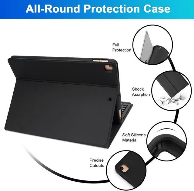 Alt view image 4 of 5 - LAMA Wireless Keyboard Case with Mouse for iPad 10.2" 9th 8th 7th Generation, Detachable Bluetooth Keyboard with Pencil Holder for iPad 10.2 Inch/iPad Air 10.5"(3rd Gen)/iPad Pro 10.5 in, Black