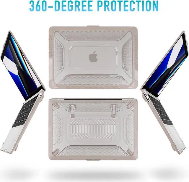 Alt view image 3 of 5 - Mektron Heavy Duty Casefor MacBook Air 13 inch 2020 2019 2018 Release Model A2337 M1 A2179 A1932, Shockproof Durable Protective Hard Shell with Fold KickstandApricot