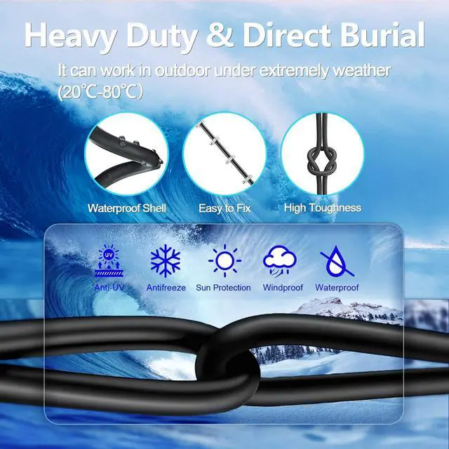 Alt view image 5 of 5 - Cat 8 Ethernet Cable 50ft, Indoor&Outdoor, Heavy Duty 26AWG, High Speed Internet Network Cable with RJ45 Connector, 40Gbps 2000Mhz, Waterproof Direct Burial Cat8 Patch Cable for Modem Gaming, 15 Clips