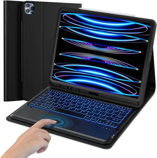 Main image of MicroPack iPad Pro 12.9 Case with Keyboard - 2022, Detachable Wireless, 7 Color Backlit, Compatible for iPad Pro 12.9 3rd Gen to 6th Gen, Black