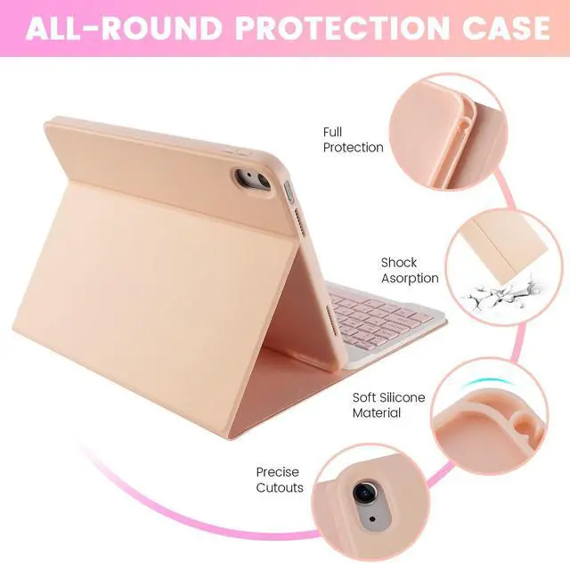 Alt view image 4 of 5 - LAMA Keyboard Case with Mouse for iPad (A16) 11th Gen 2025 /10th Gen 2022, Magnetic Case with Keyboard for iPad 11-inch (A16) / 10.9-inch 10th Generation, Thin & Light Cover with Pencil Holder, Pink