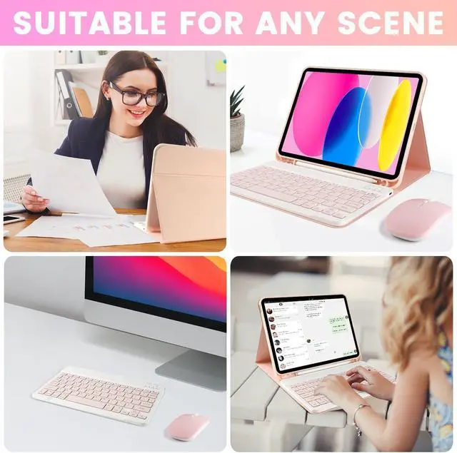 Alt view image 5 of 5 - LAMA Keyboard Case with Mouse for iPad (A16) 11th Gen 2025 /10th Gen 2022, Magnetic Case with Keyboard for iPad 11-inch (A16) / 10.9-inch 10th Generation, Thin & Light Cover with Pencil Holder, Pink